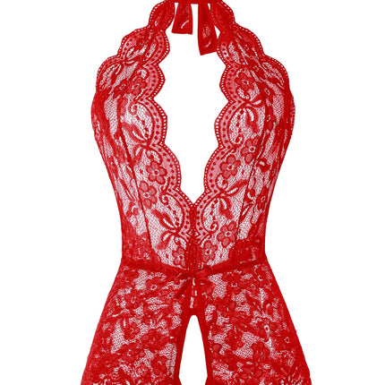 Sexy Open Crotch Floral Teddy