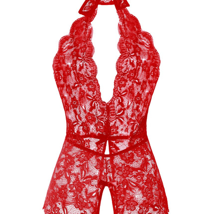 Sexy Open Crotch Floral Teddy