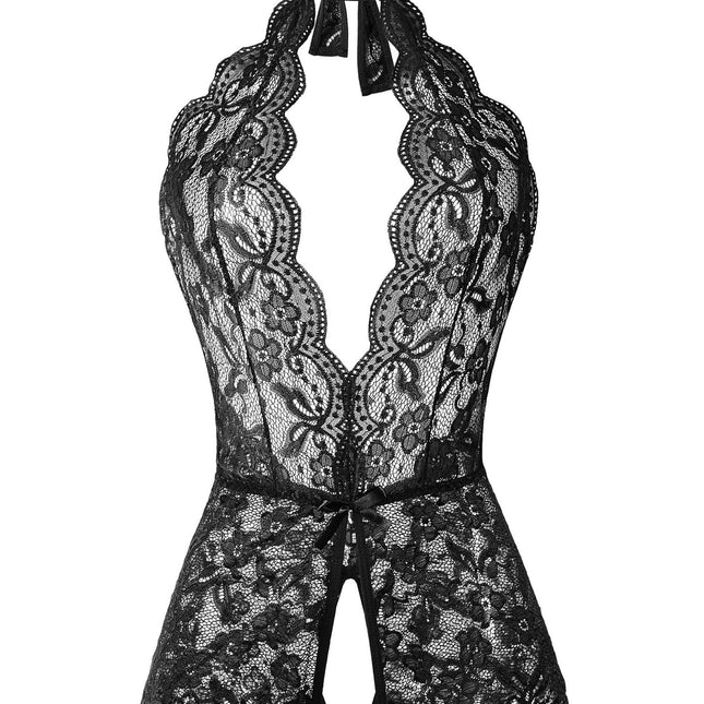 Sexy Open Crotch Floral Teddy