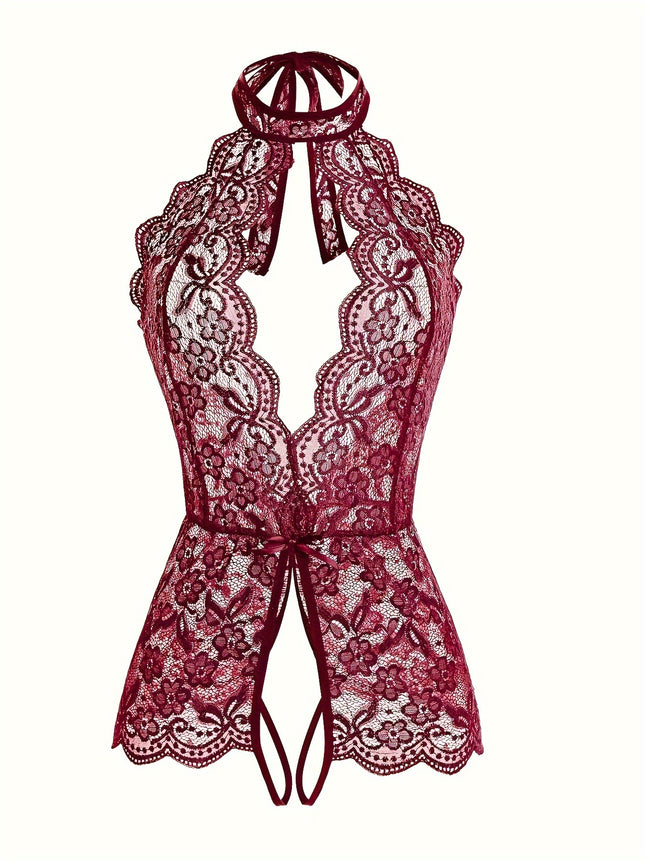 Sexy Open Crotch Floral Teddy