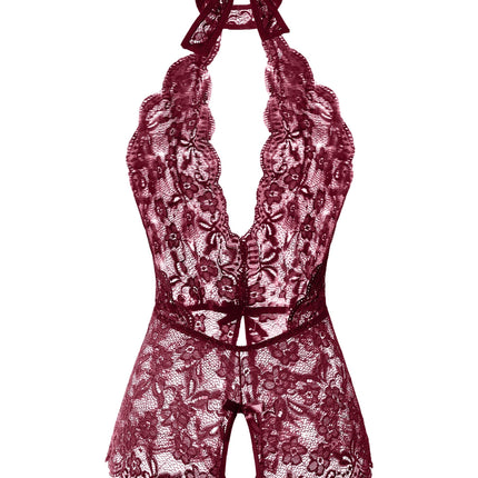 Sexy Open Crotch Floral Teddy