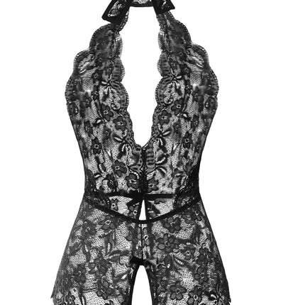 Sexy Open Crotch Floral Teddy