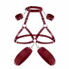 Free size(adjustable)) / Burgundy-with handcuffs and leg rings