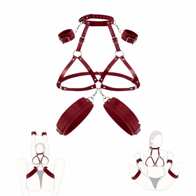 Sexy Bondage Bra & Cuffs Set
