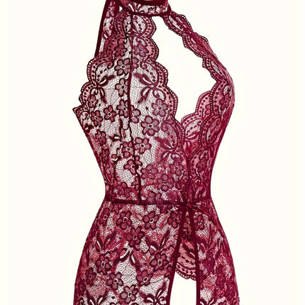 Sexy Open Crotch Floral Teddy